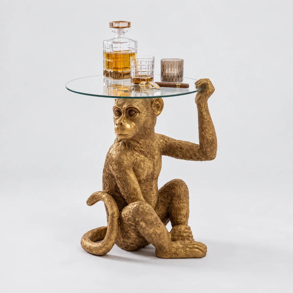 Bronze Monkey Side Table, side angle