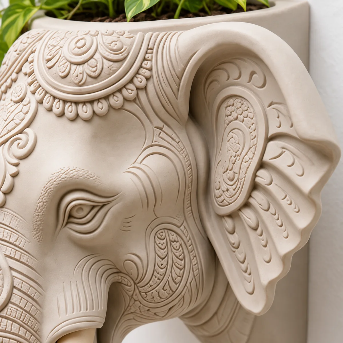 Elephant Wall Planter, close-up of surface texture and detail