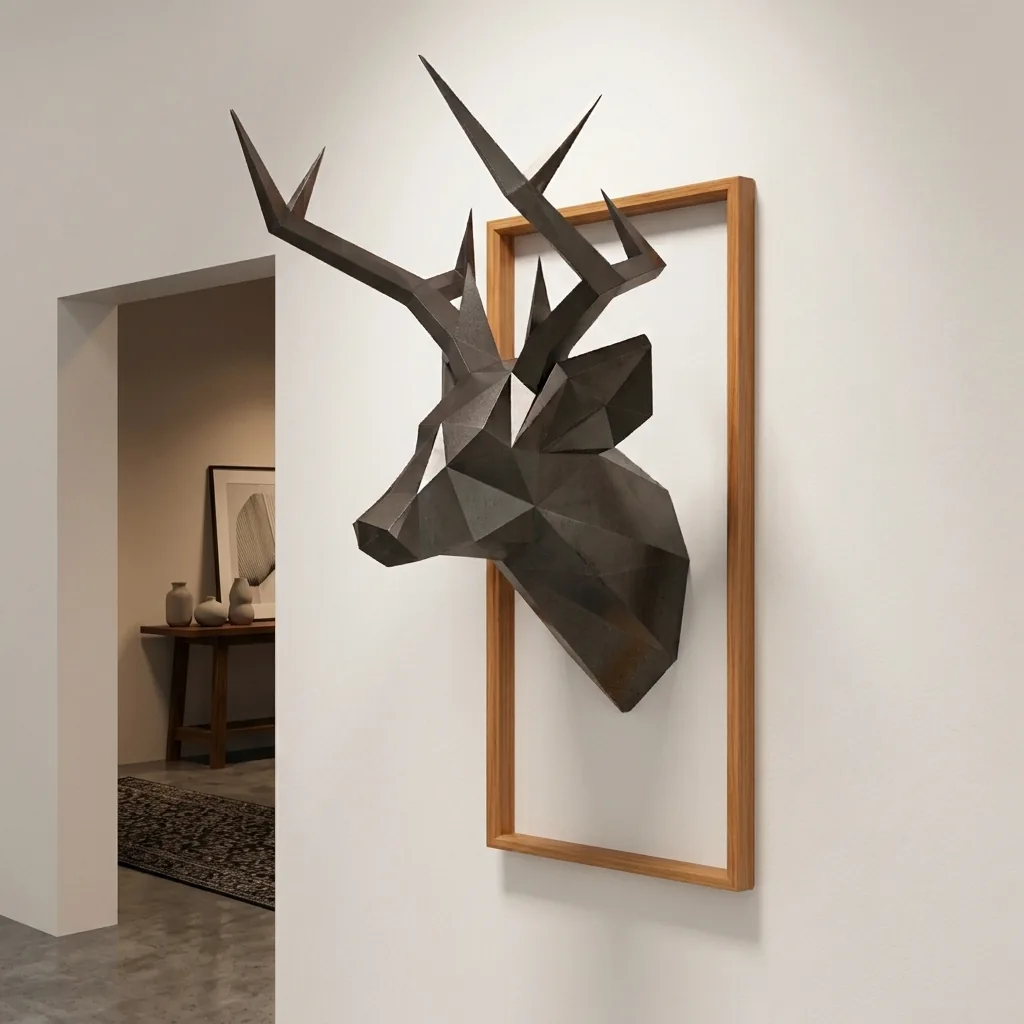 Geometric Deer Head, styled in a home interior