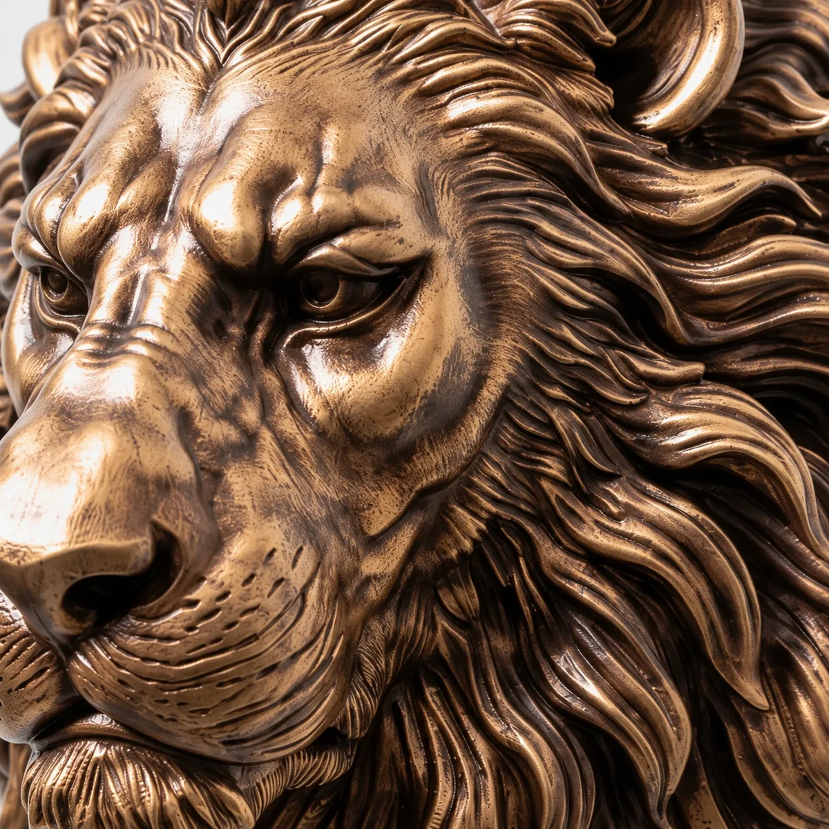 Lion Head Wall Mount, close-up of surface texture and detail