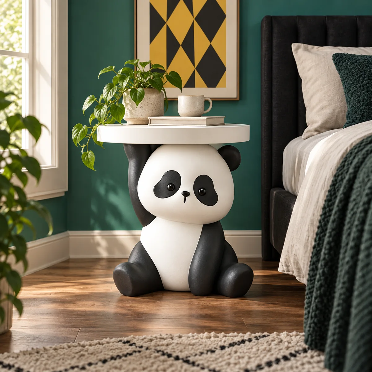 Panda Side Table, styled in a home interior