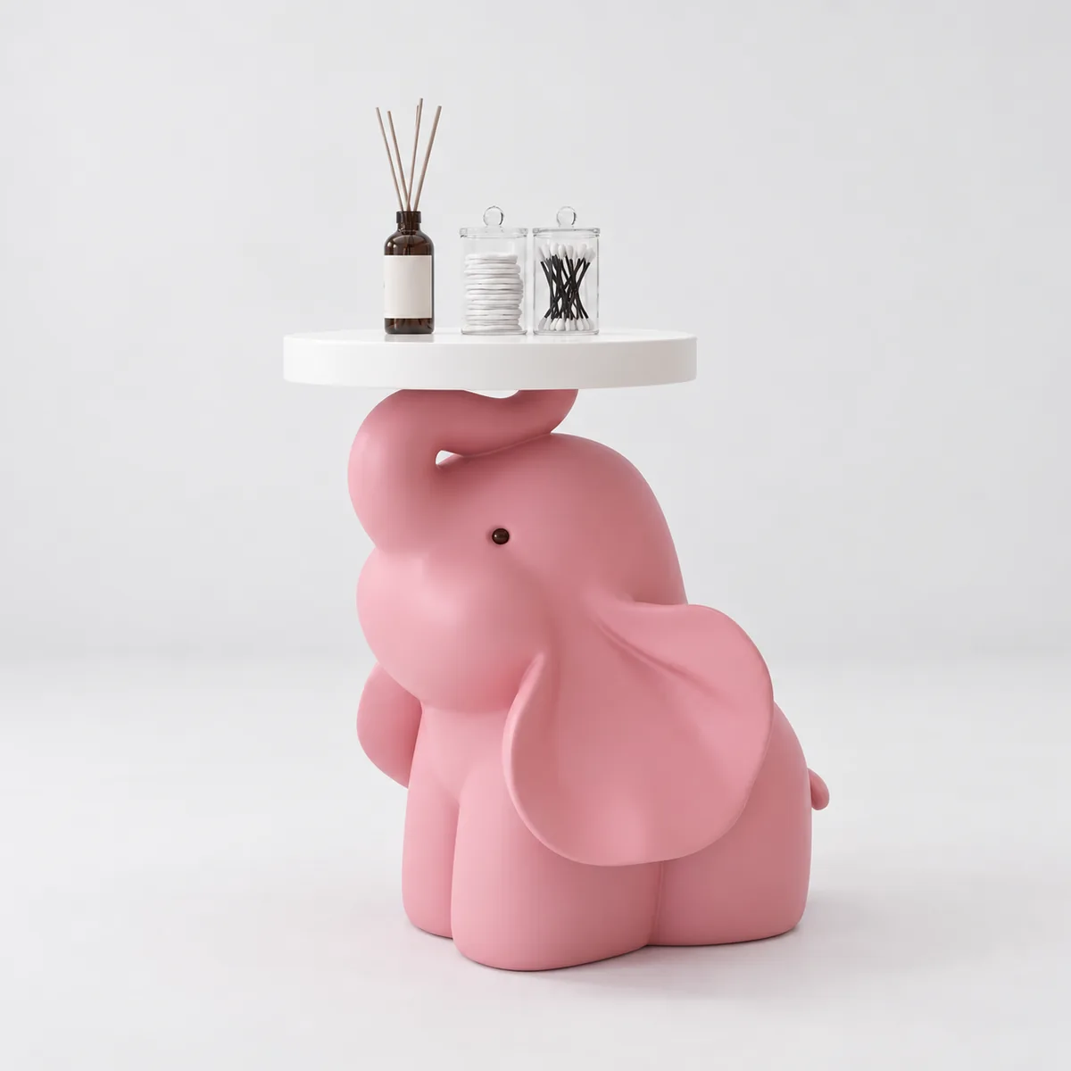 Pink Elephant Side Table, side angle